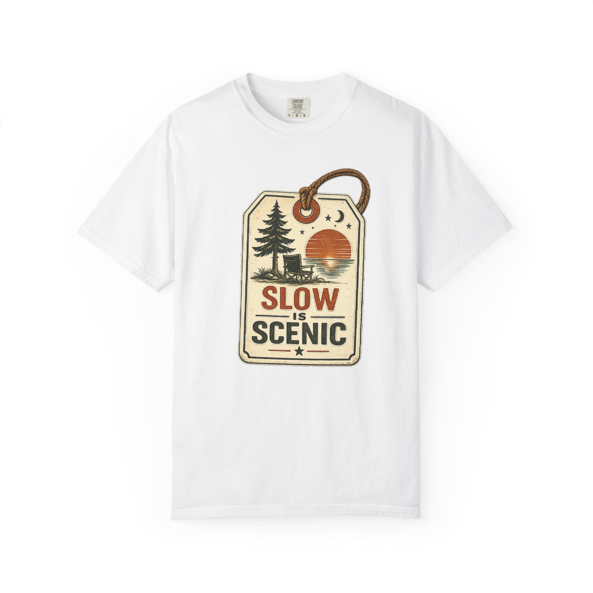 Slow Is Scenic T-Shirt — Vintage Nature Tag Graphic Tee