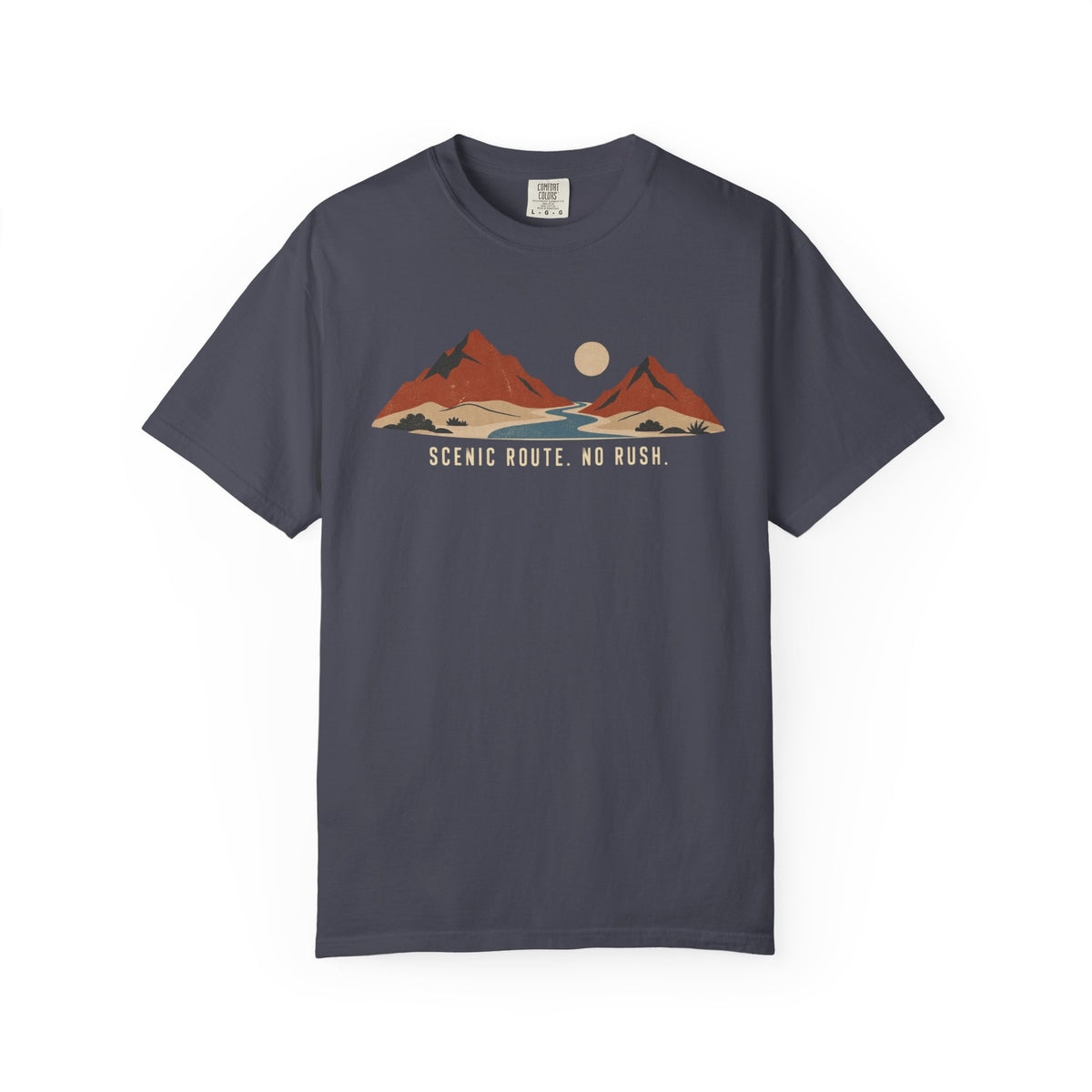 Scenic Route Mountain T-Shirt — "Scenic Route No Rush" Vintage Outdoor Tee