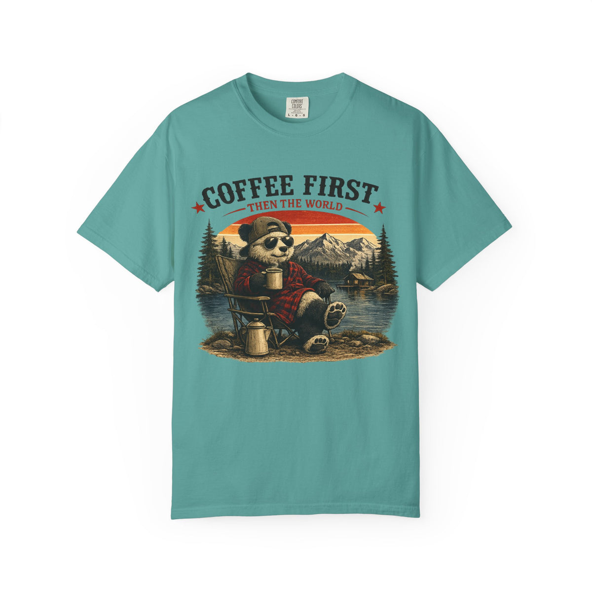 Coffee First T-Shirt — Camping Panda Graphic Tee