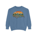 Camper Trailer Crewneck Sweatshirt — Vintage Sunset Mountain RV Camping Design