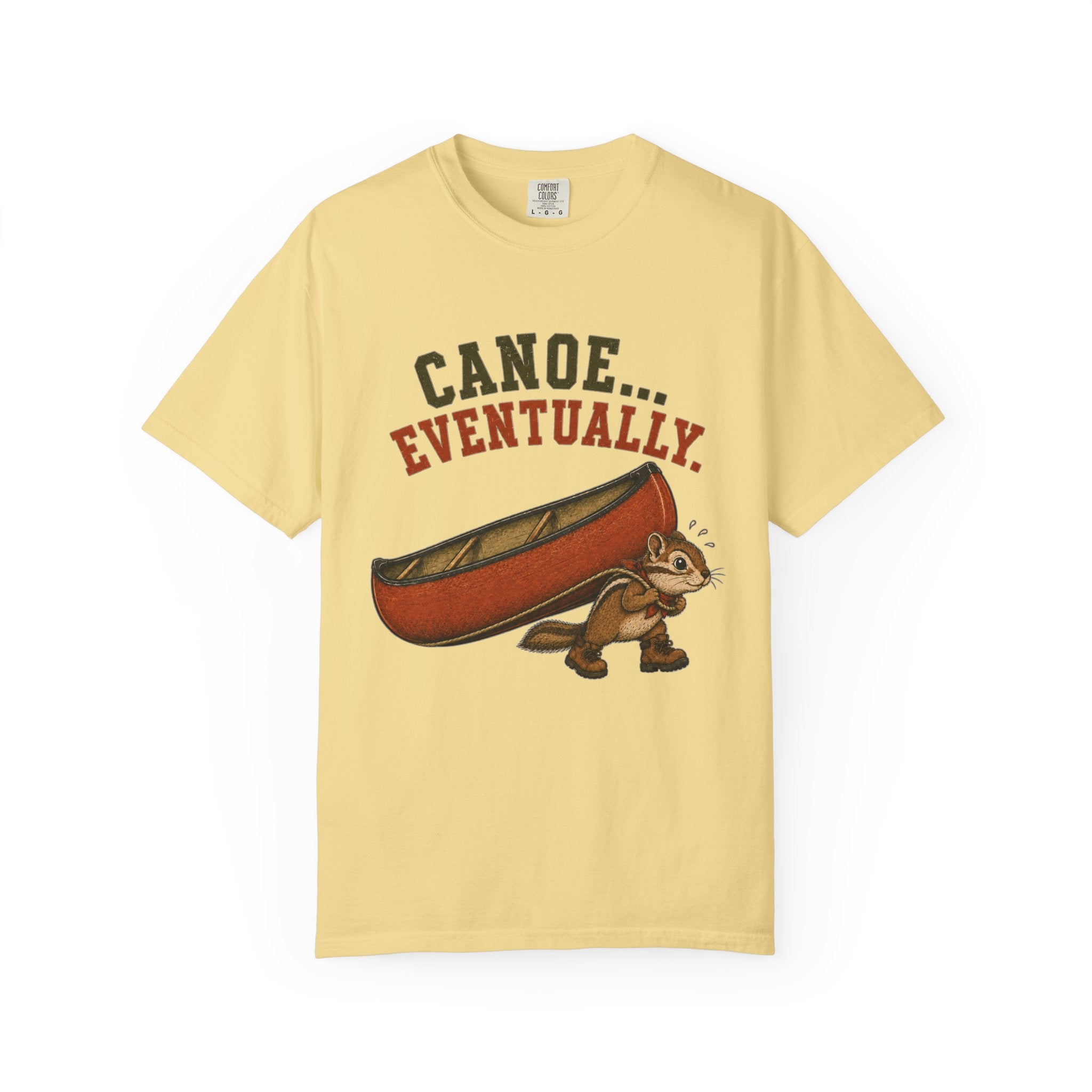 Canoe... Eventually T-Shirt — Funny Chipmunk Canoeing Graphic Tee