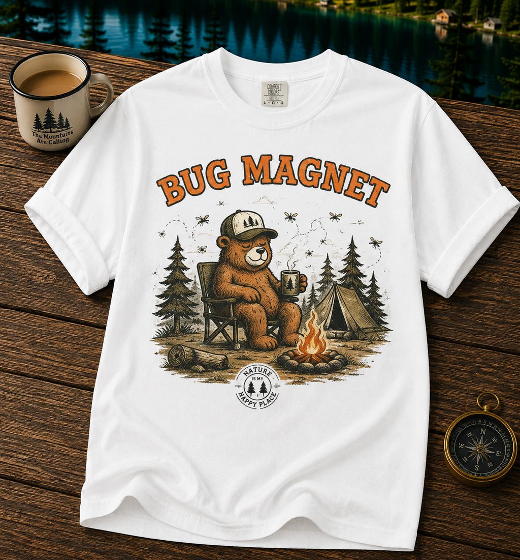 The Bug Magnet T-Shirt — Funny Camping Bear Graphic Tee