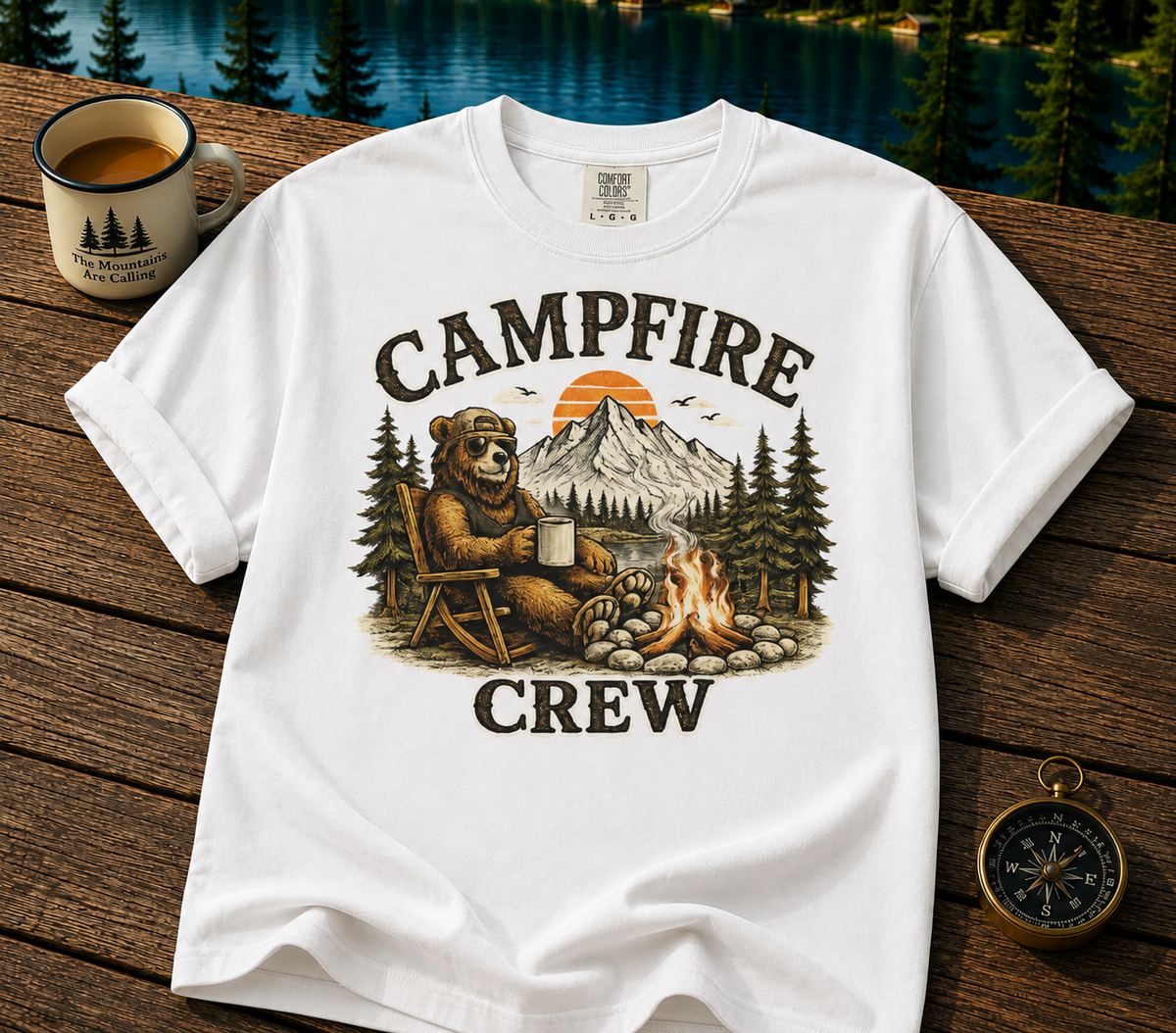 Campfire Crew T-Shirt — Retro Bear Camping Graphic Tee