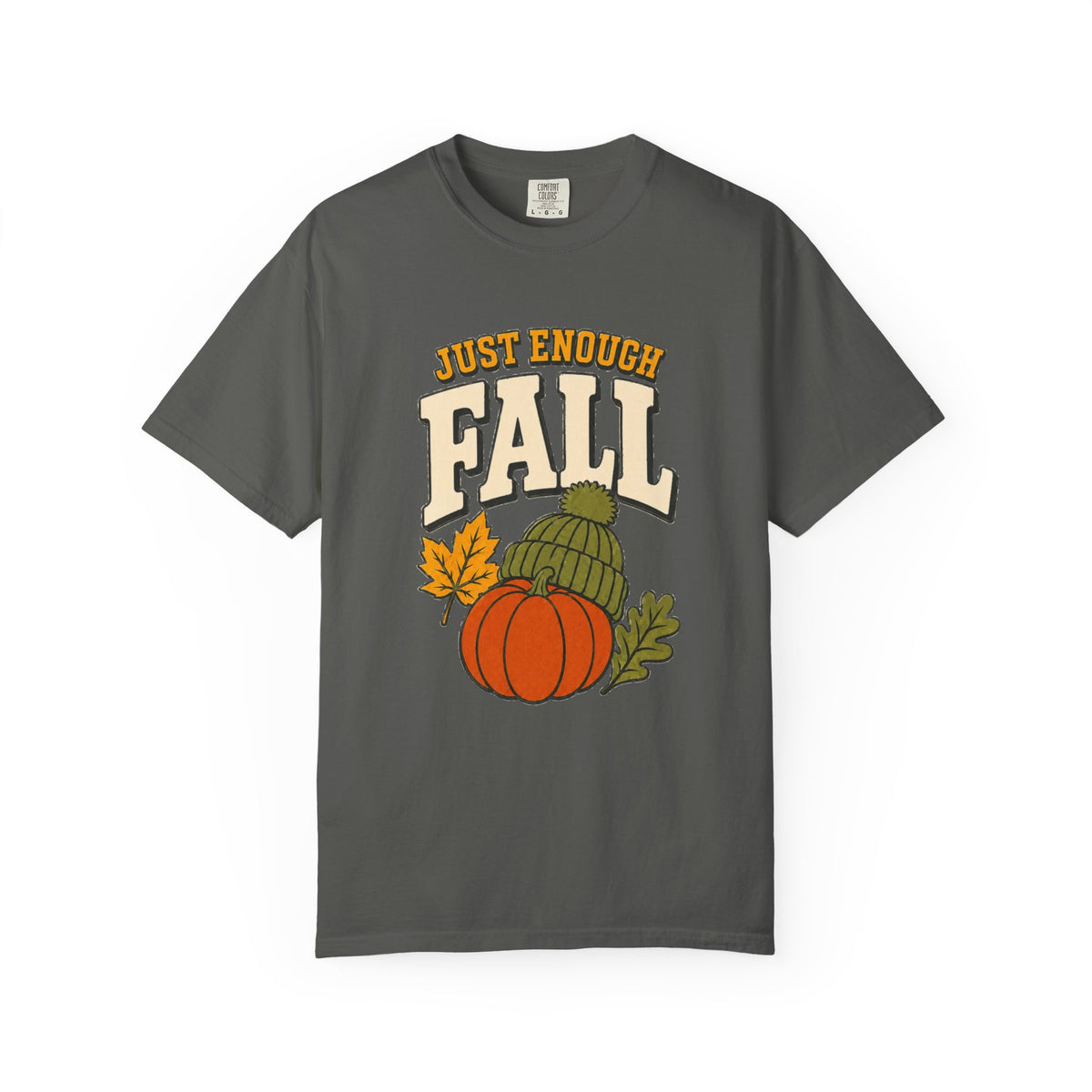 Just Enough Fall T-Shirt — Pumpkin & Knit Hat Autumn Tee