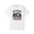 Hide & Seek Champion Camping T-Shirt — Outdoor Tent, Mountains & Trees Design